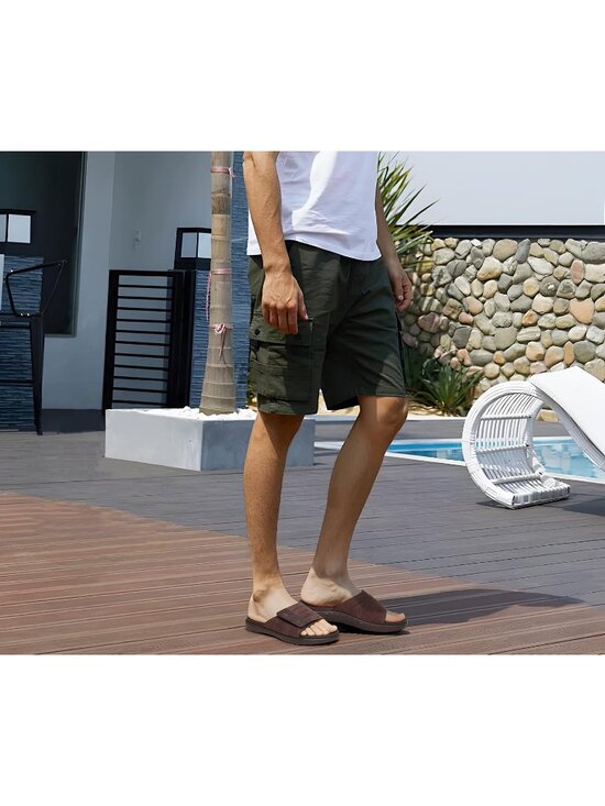 Men\'s Brown Adjustable Orthotic Plantar Fasciitis Open Toe Athletic Sandal Shoes